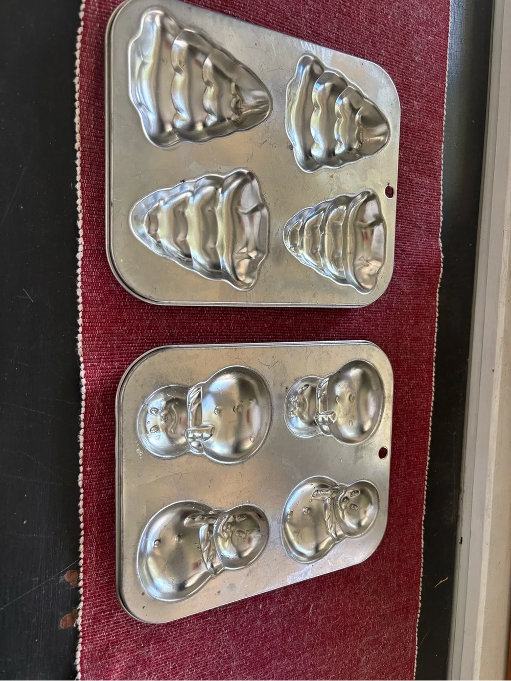 Silver Snowman & Tree Baking Molds - Set of 2 New